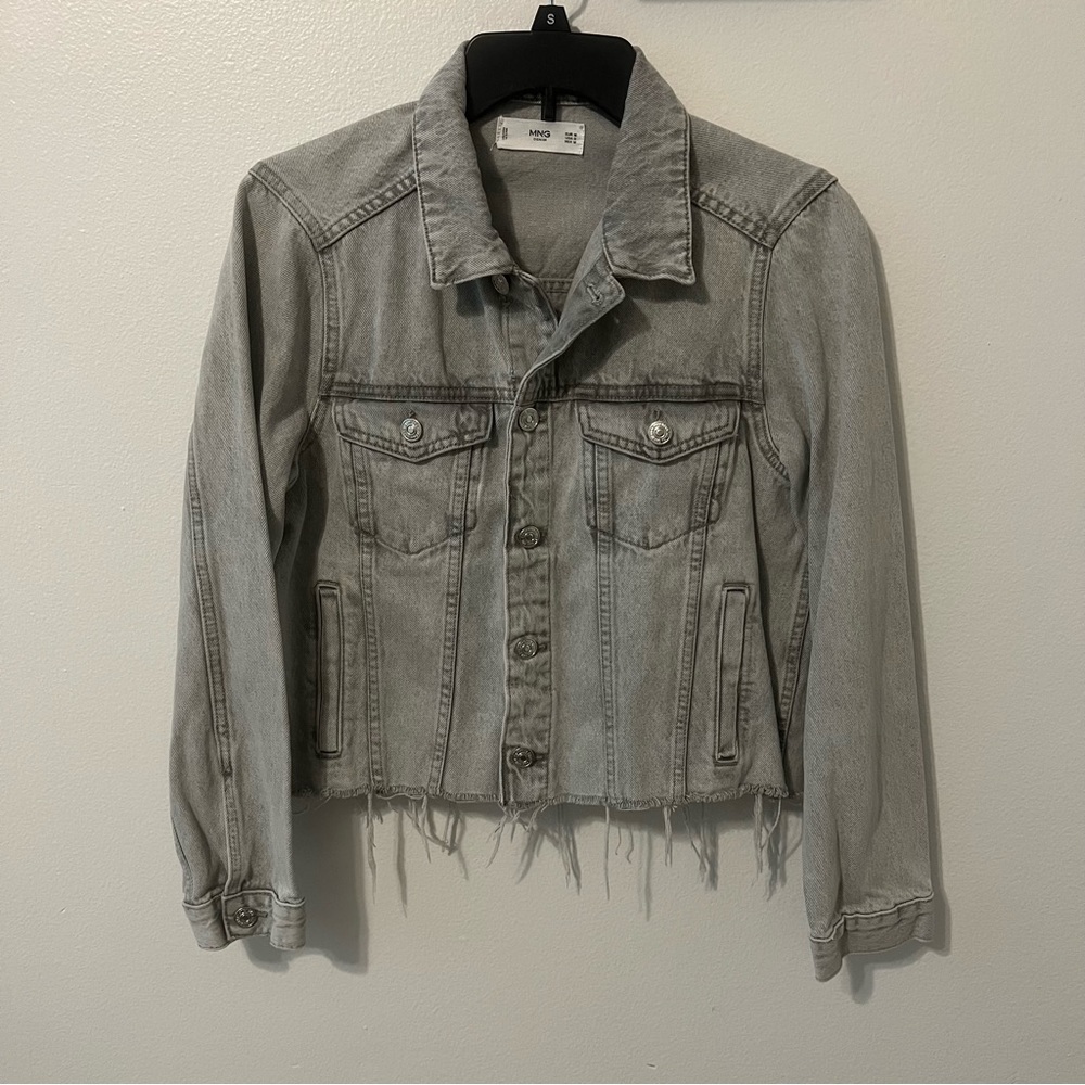 ⭐️ Mango Gray Distressed Jean Jacket